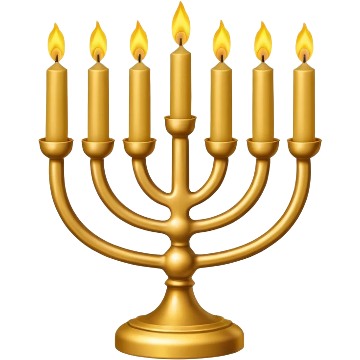 Gold Menorah with four candles on each side emoji