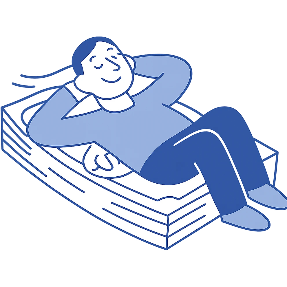 happy person napping on mattress of money emoji