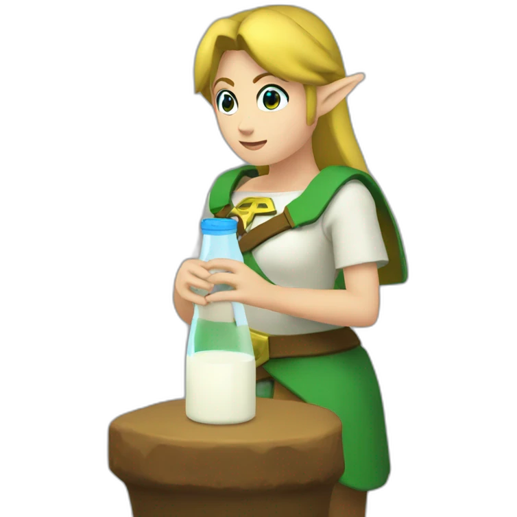 Zelda drinking a milk bottle  emoji