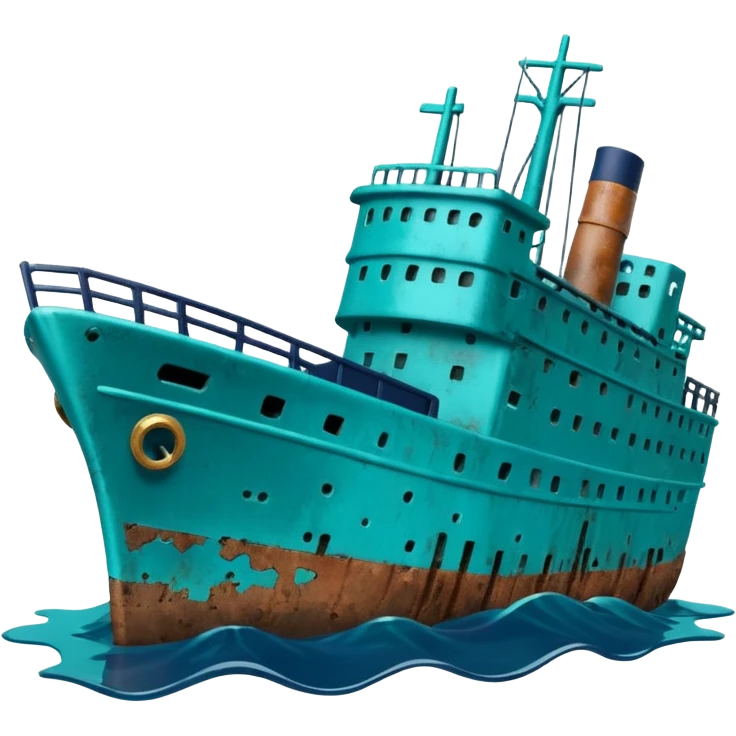 sinking ship in figma colours half underwater emoji