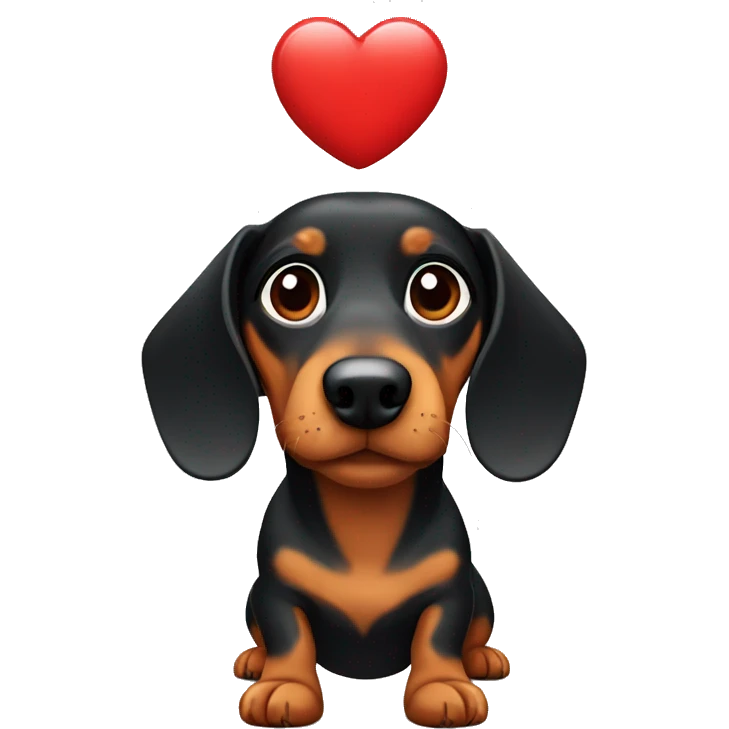 a dachshund with a heart emoji