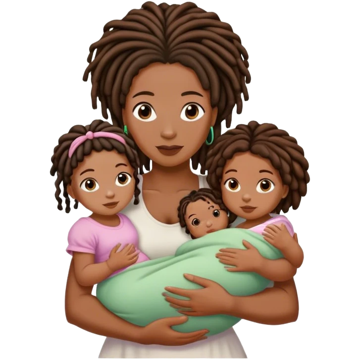 black mom with locs with 4 daughters one is a baby girl emoji