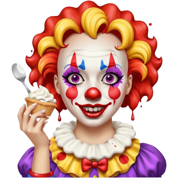 Clown woman gets pied emoji