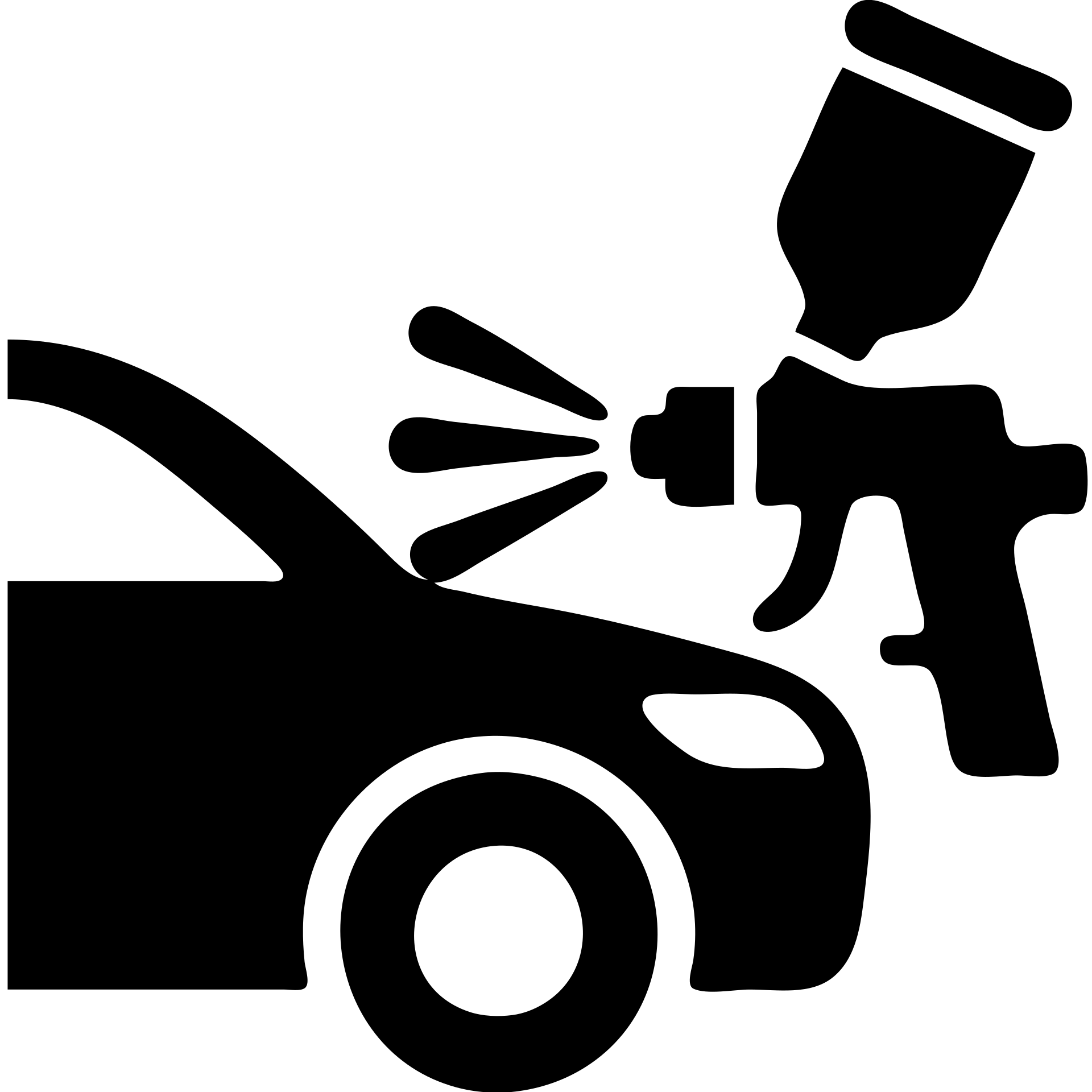 solid icon of a paint spray gun aiming at a car section, glossy black paint spraying out, silver details, clean lines, minimal and elegant emoji