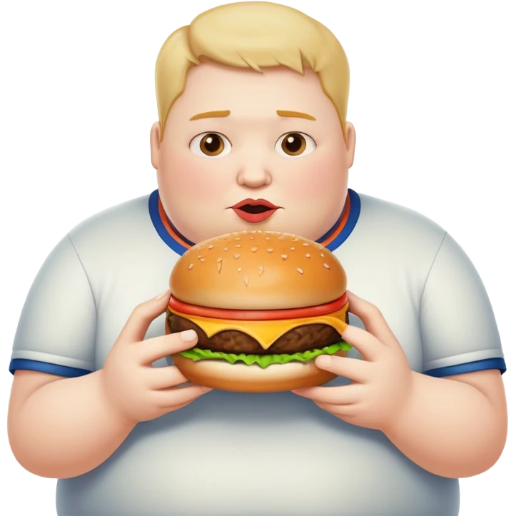 Fat and short person eating burger emoji