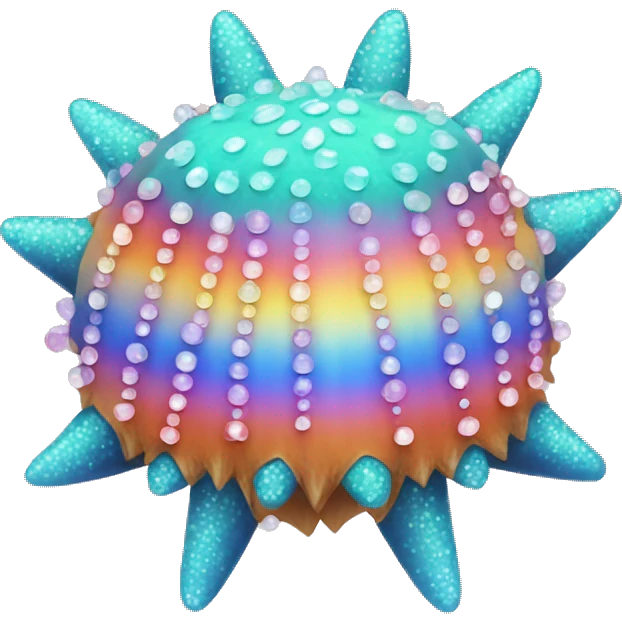 Kawaii rainbow pastel bedazzled sea urchin emoji