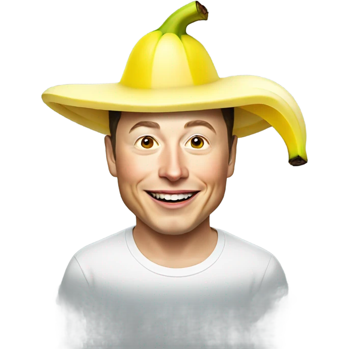 Elon musk with a banana hat emoji
