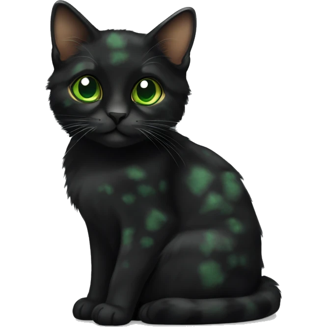 more black tortoiseshell cat with green eyes  emoji