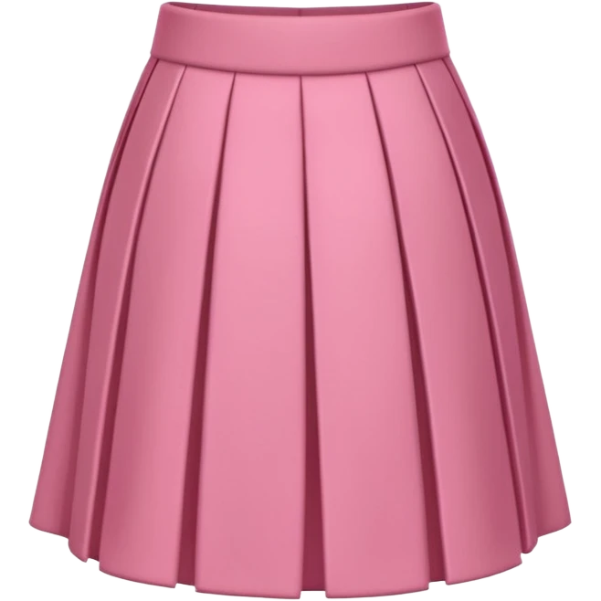 A 3D cartoon rose-pink pleated skirt with soft folds, smooth texture, isolated on plain background, Memoji-style. emoji
