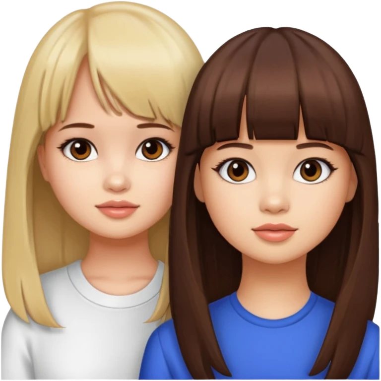 Debby Ryan (straight bangs) and Jenna Ortega emoji