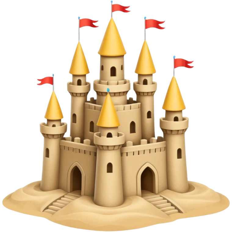 Classic tower sand castle – simple with 4 turrets and a central keep emoji
