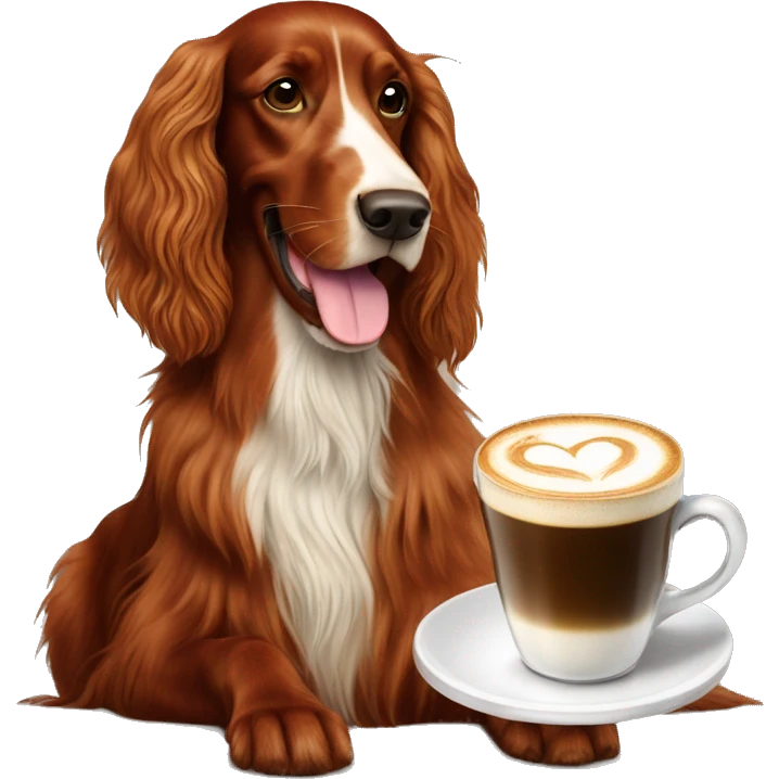 Happy Irish setter with cappuccino  emoji