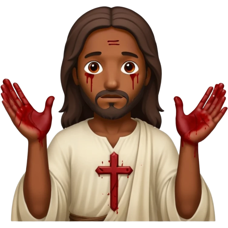 African American Jesus Christ with nail holes in his hands with blood stains on holes emoji
