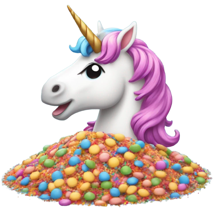 Cute unicorn eating sprinkles emoji