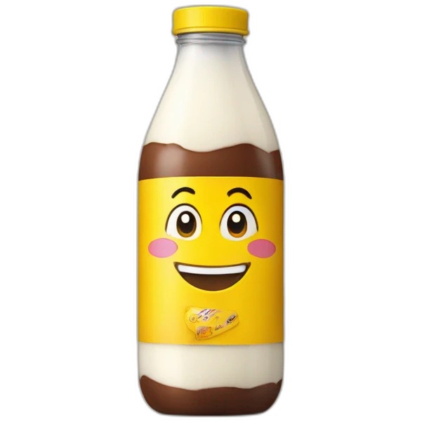 a bottle of milk chocolate with a yellow bottle label emoji