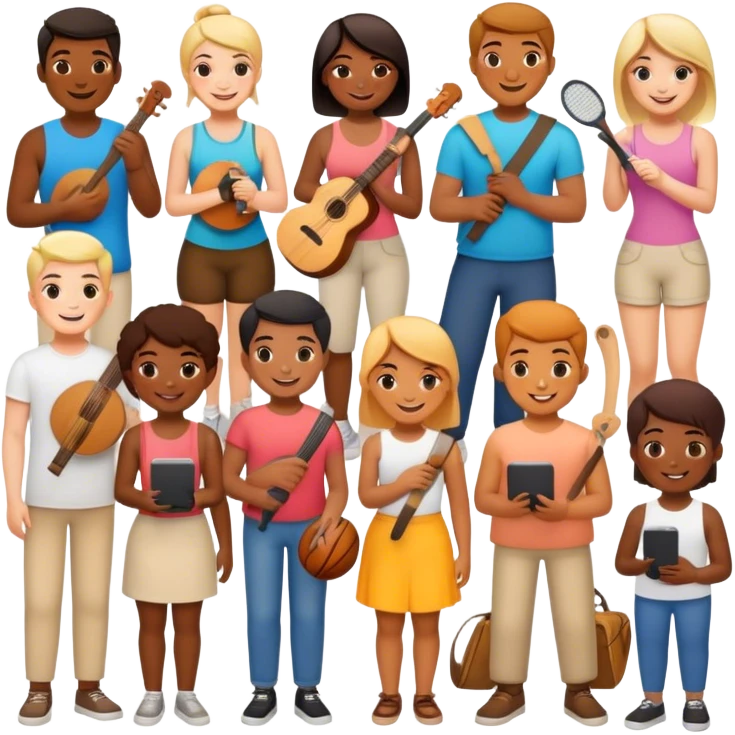 hobbyists, enthusiasts, people, passion, activities, hobbies, community, interest, creative, fun, teamwork, leisure, sharing. emoji