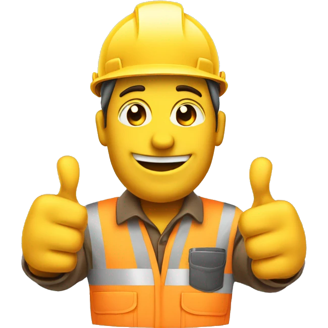 construction worker say thanks, with two thumbs hands up emoji