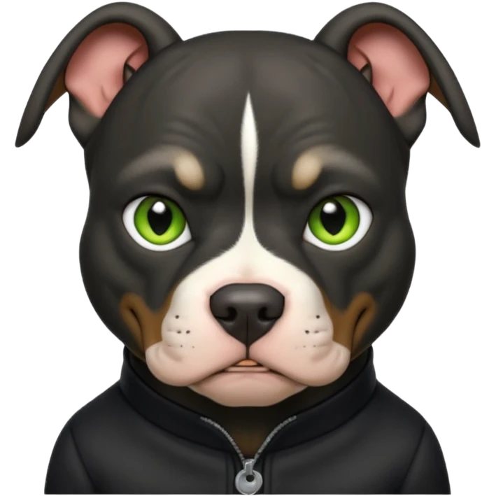 black pitbull with floppy goblin ears emoji