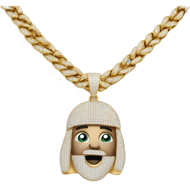 jake diamond pendant on diamond cuban link chain emoji