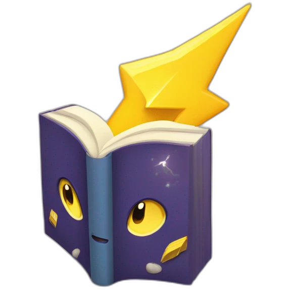 Cute Lightning bolt reading a book emoji