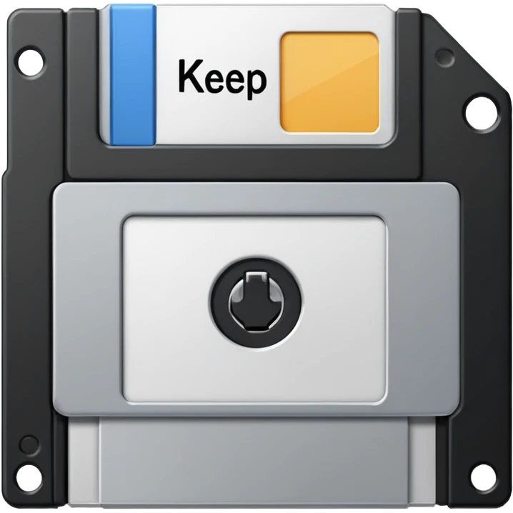 floppy disk with the word "keep" written on it emoji