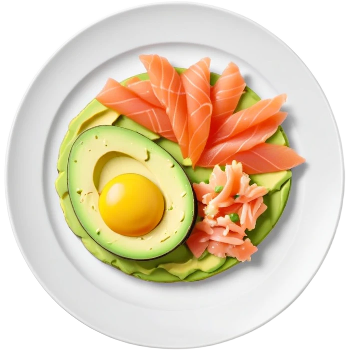 plate with sliced avocado, scrambled-eggs and smoked salmon emoji