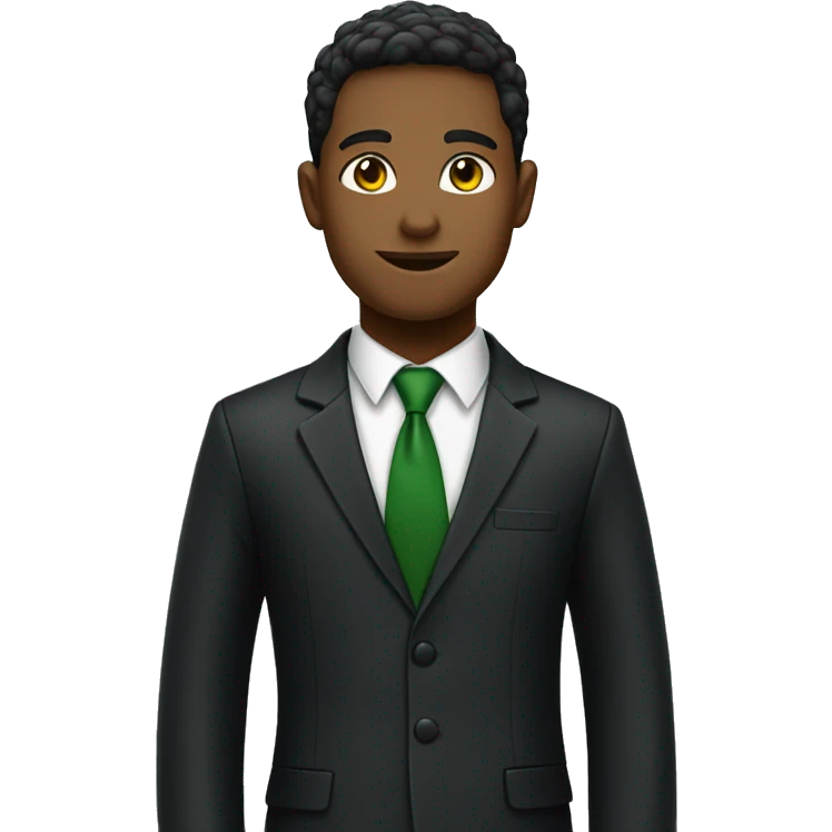 school prefect wearing a black suit with a green shirt inside and a green tie emoji