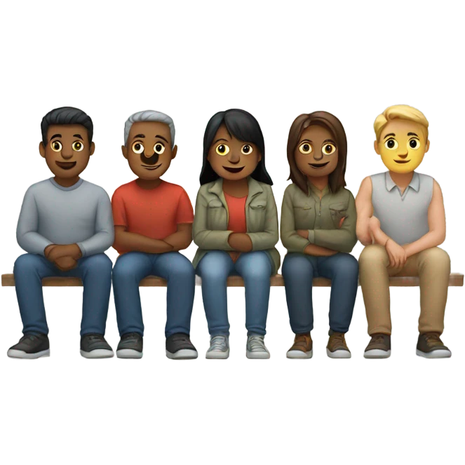 row of 6 people sitting emoji