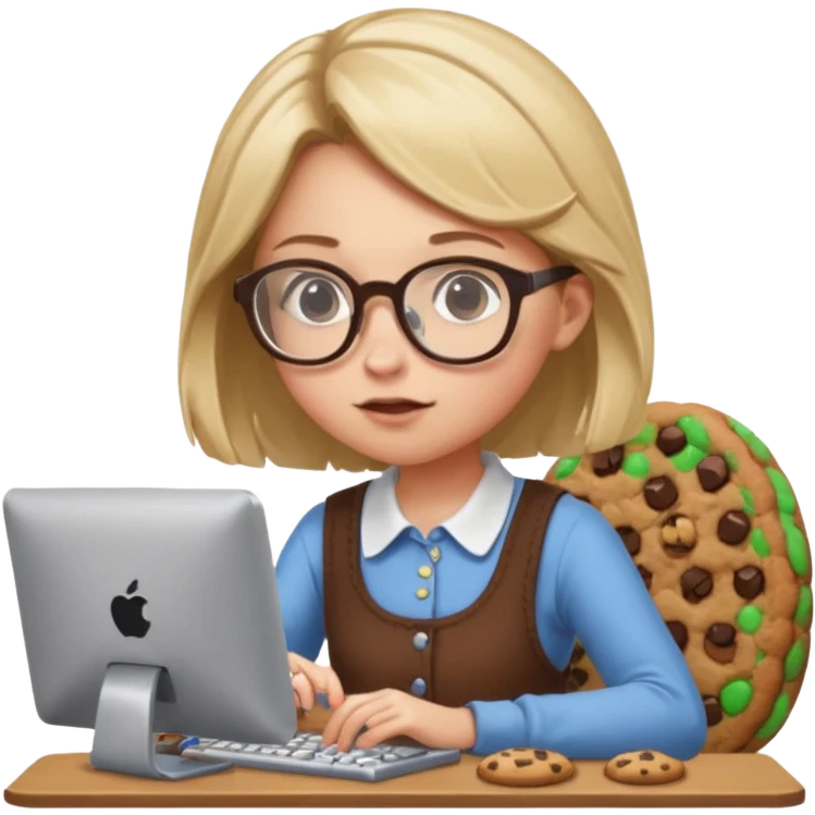 cookie clicker addict girl at computer emoji