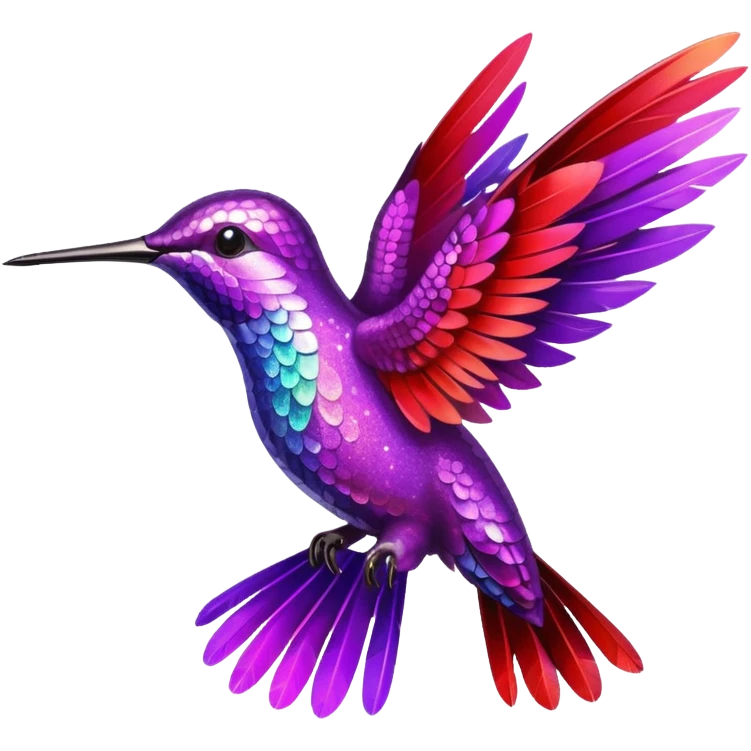 hummingbird with red and purple with glitter emoji