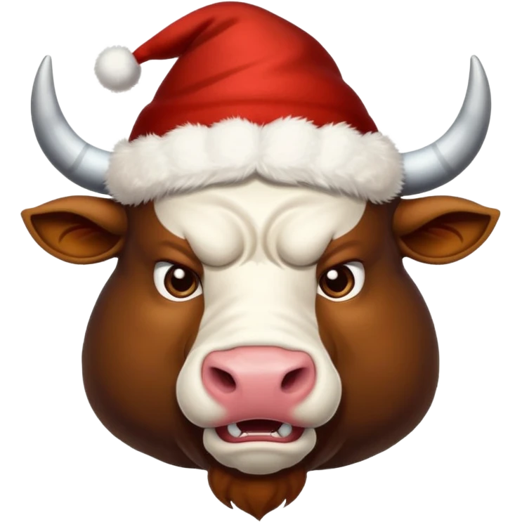 angry winter New Year's with white horns bull emoji emoji