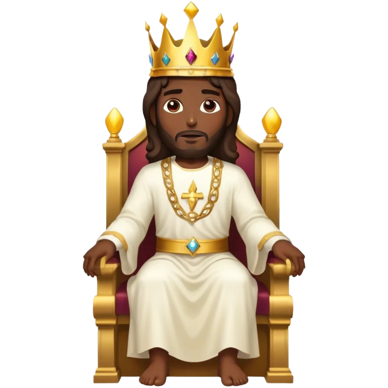 Dark skin Jesus on his heavenly Throne with just a Gold crown no necklace  emoji
