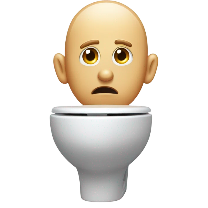 Guys head with big eyes coming out of white toliet  emoji
