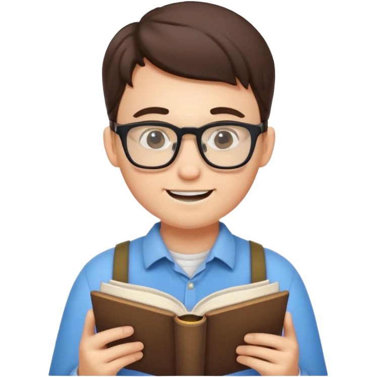 A nerd with braces and glasses reading a book. emoji