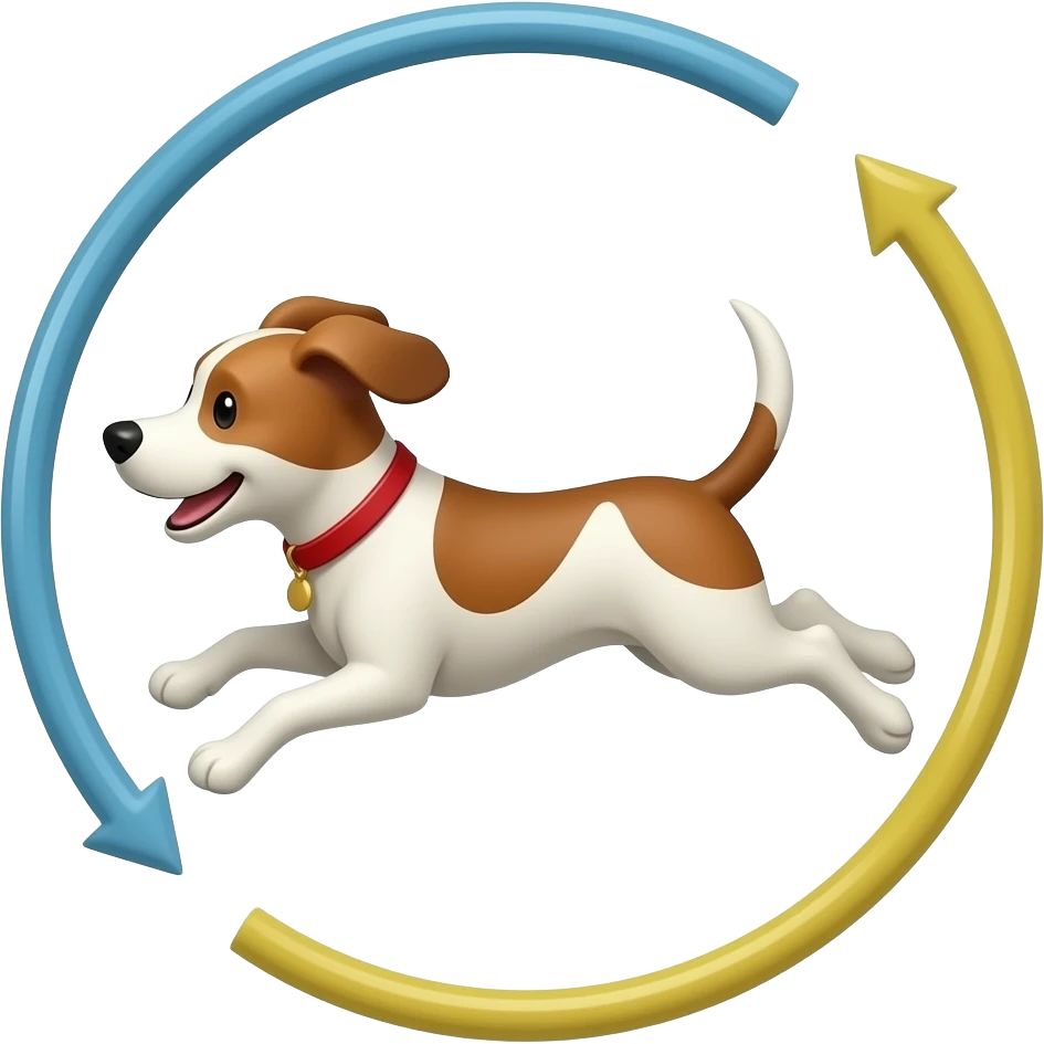 dog running around in a circle with the zoomies emoji