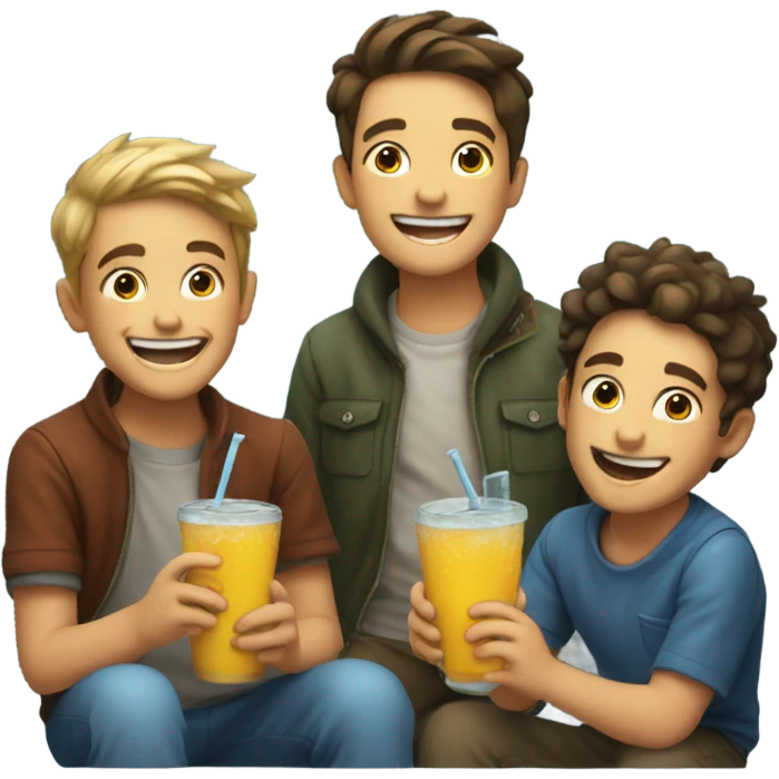 smiling boys sharing drinks emoji