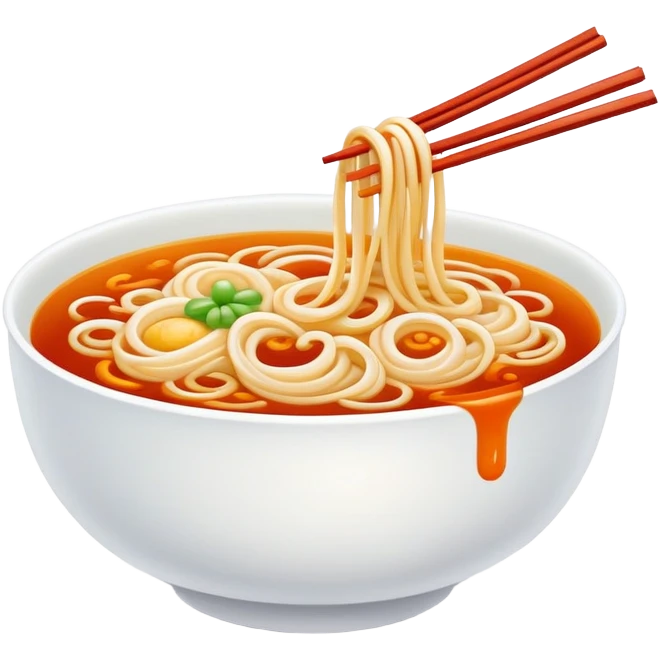 Chengdu sweet water noodles with sweet sauce, simplified emoji style with bold outlines and bright colors, cartoon style Tianshui Mian dessert-like noodle emoji