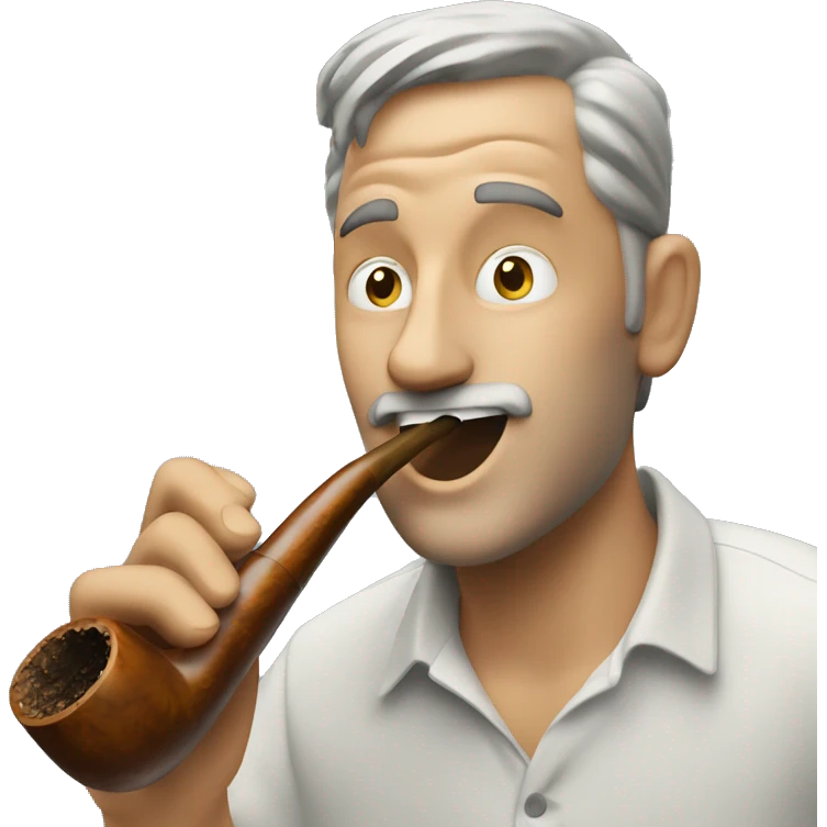 Guy taking a big hit out of tobacco pipe emoji