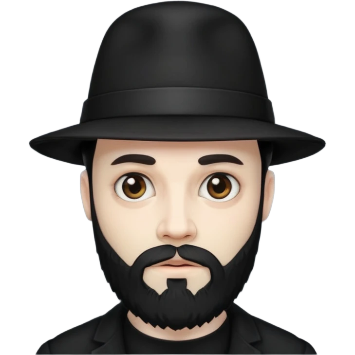 black bearded gothic man with hat emoji