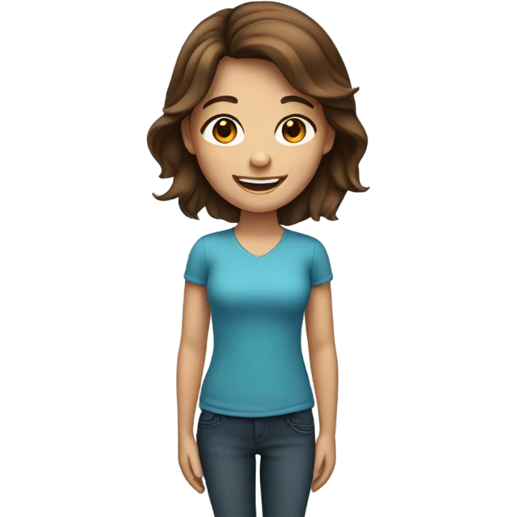 smiling girl with brown hair emoji