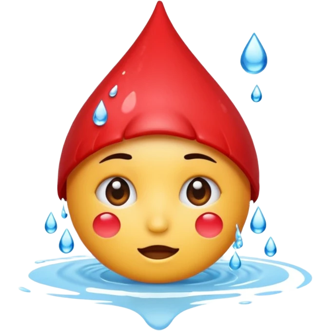 The iPhone emoji with the face with the water drop on the head but make water drop red emoji