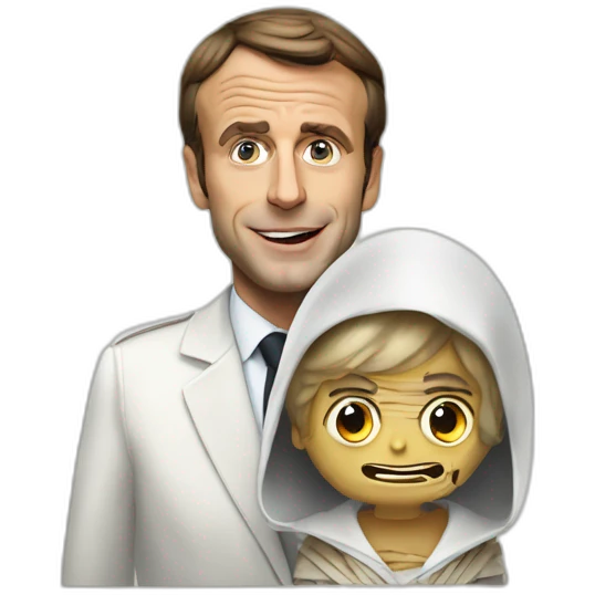 emmanuel macron with a mummy emoji