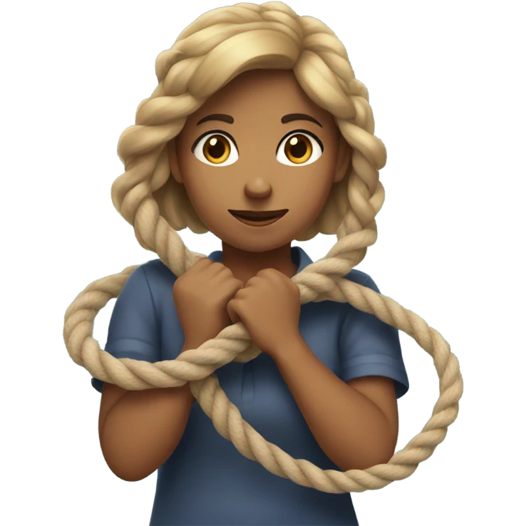 Girl holding a rope emoji