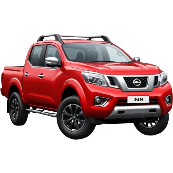 Red Nissan np300 with a bullbar and black fat alloy wheels emoji