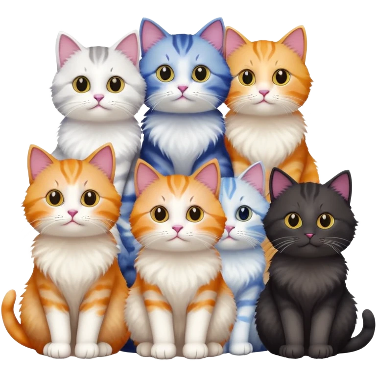 cats sitting in a row looking curious emoji