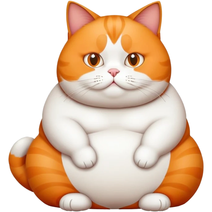 Fat cat sitting with round belly emoji