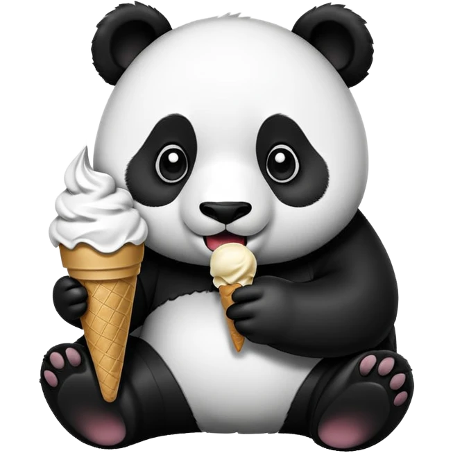 Panda eating ice cream emoji