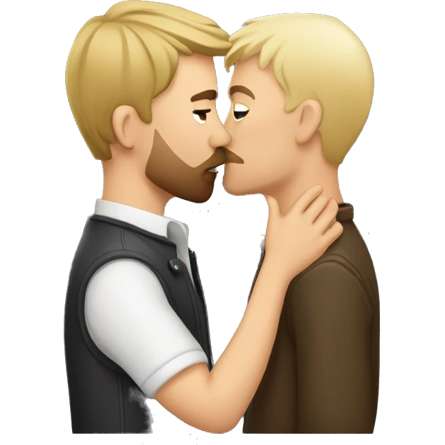 A German guy kisses a Norwegian guy emoji