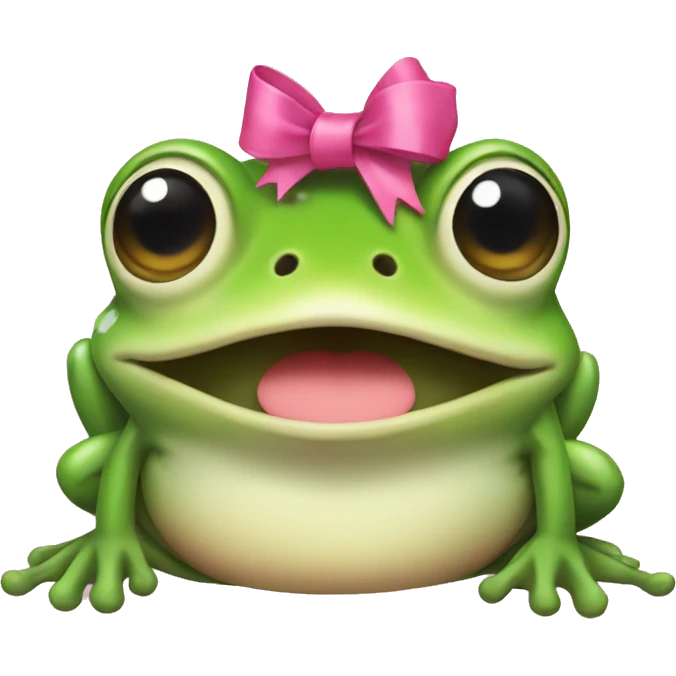 Frog with a pink bow on its head emoji