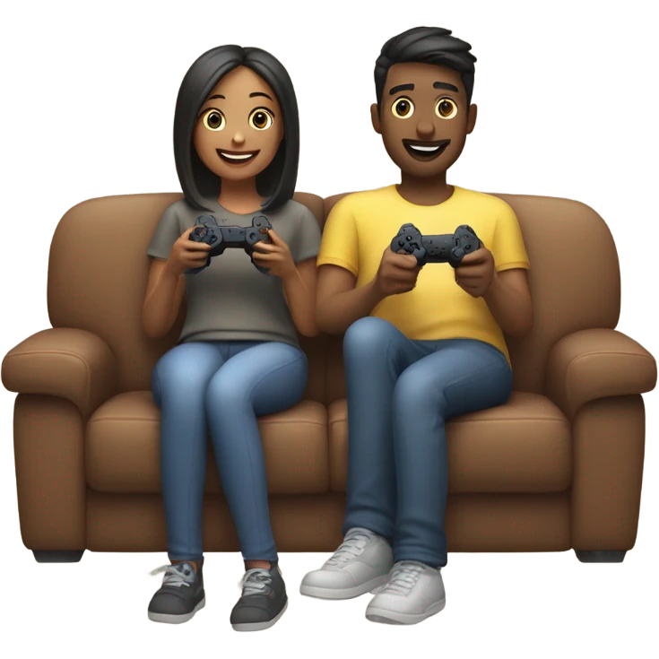 Couple playing PlayStation together emoji